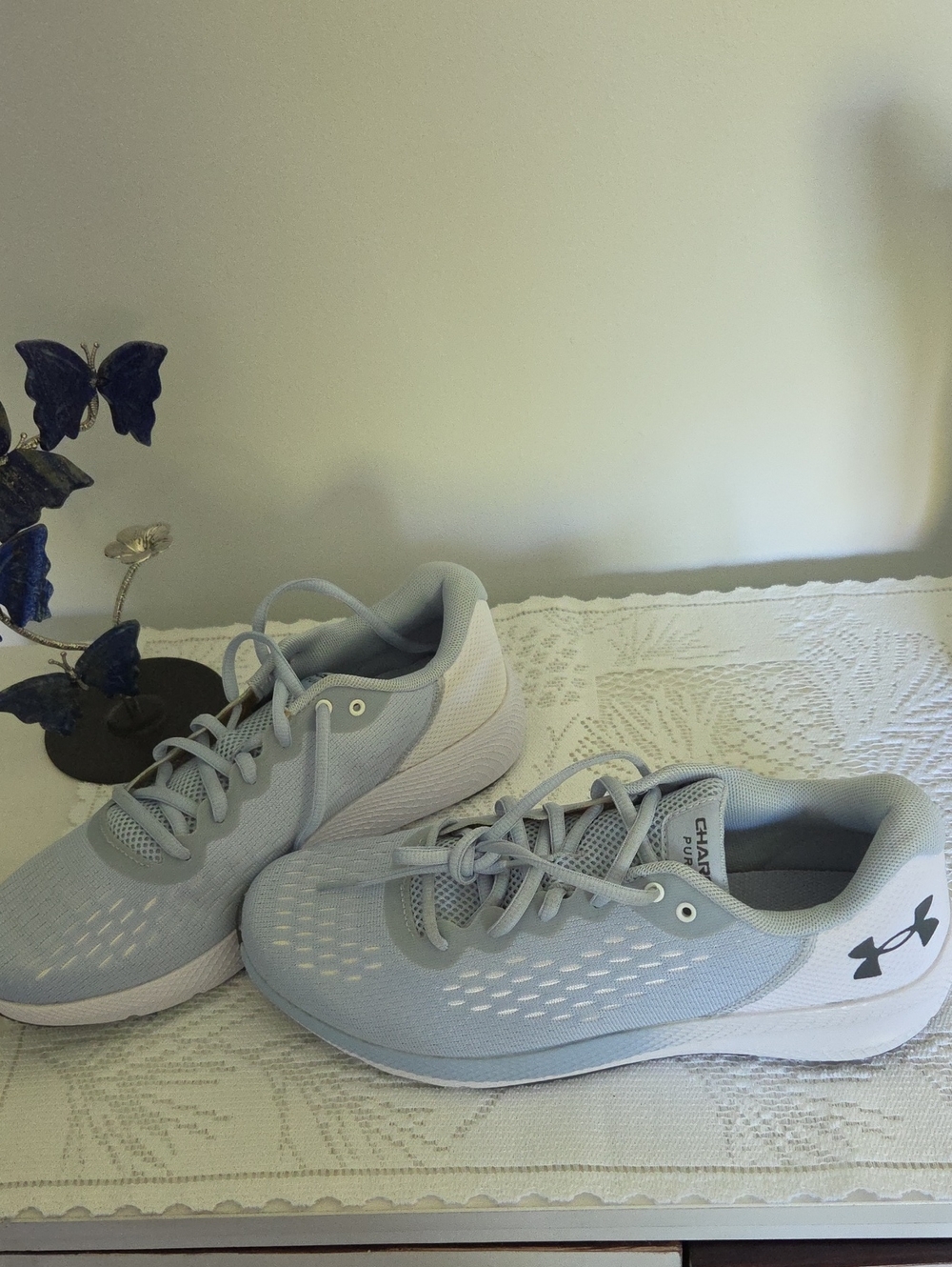 Under Armour Women's Light Blue-Gray Mesh Athletic Sneakers